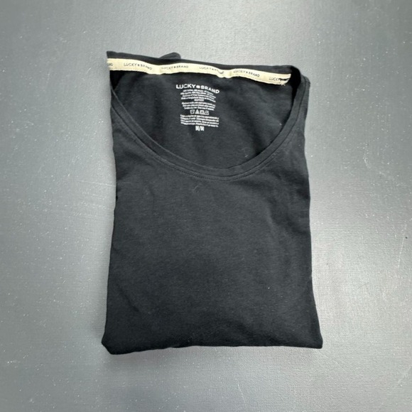 Lucky Brand Black Long Sleeve Tee Shirt Women's Medium Black Soft Casual Basics - Picture 6 of 7